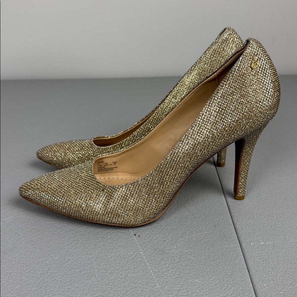 Coach Addie Gold Metallic Pumps. Size 7.5. - Picture 2 of 14